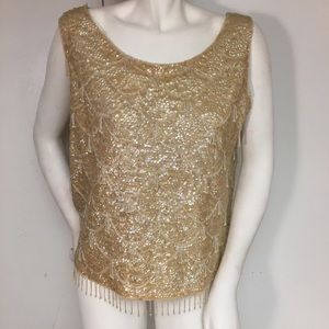 Vintage Beaded and Sequined Gold Top